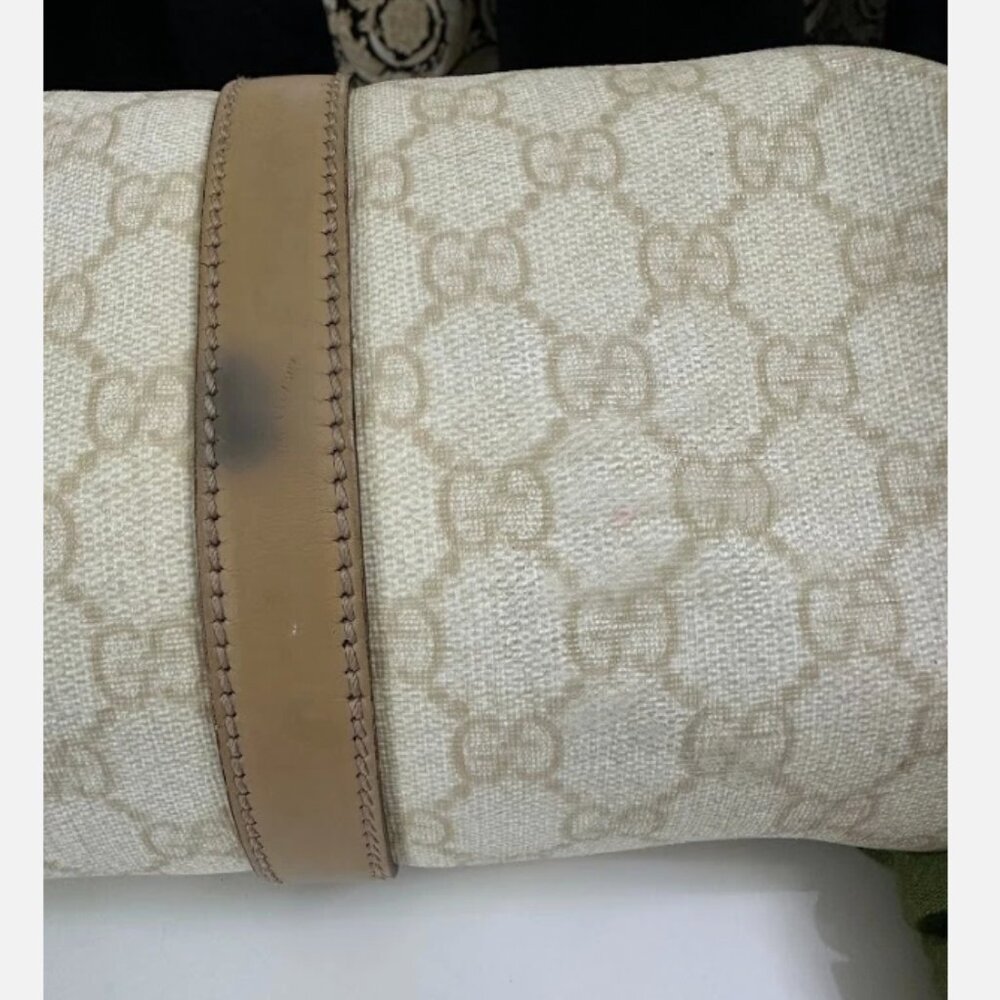 Gucci GG Canvas Beige Leather Trim Large Tote Bag Authentic - Picture 7 of 12
